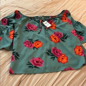 Green floral Charlotte Russe Blouse